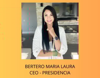 Professional headshot of Bertero Maria Laura, CEO-Presidencia, wearing white blazer in modern office setting